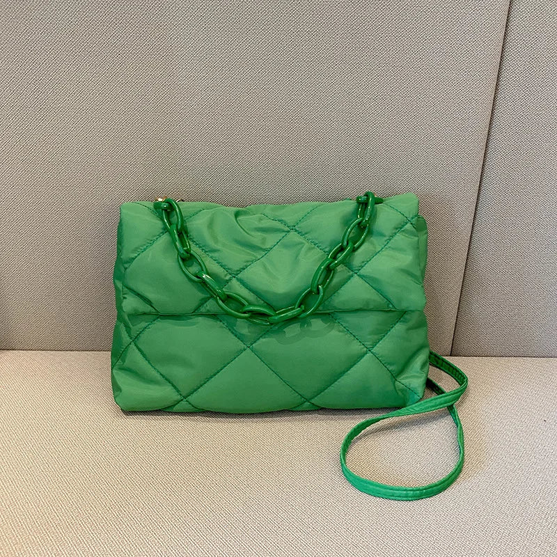 Yogodlns Large Capacity Crossbody Square Bags Casual Chain Women Underarm Bags Fashion Quilted All-match Winter Simple Shopping