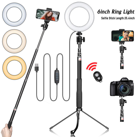 6 inch Ring Light with Gimbal Iron Metal Bracket Selfie Stick Bluetooth Set YF